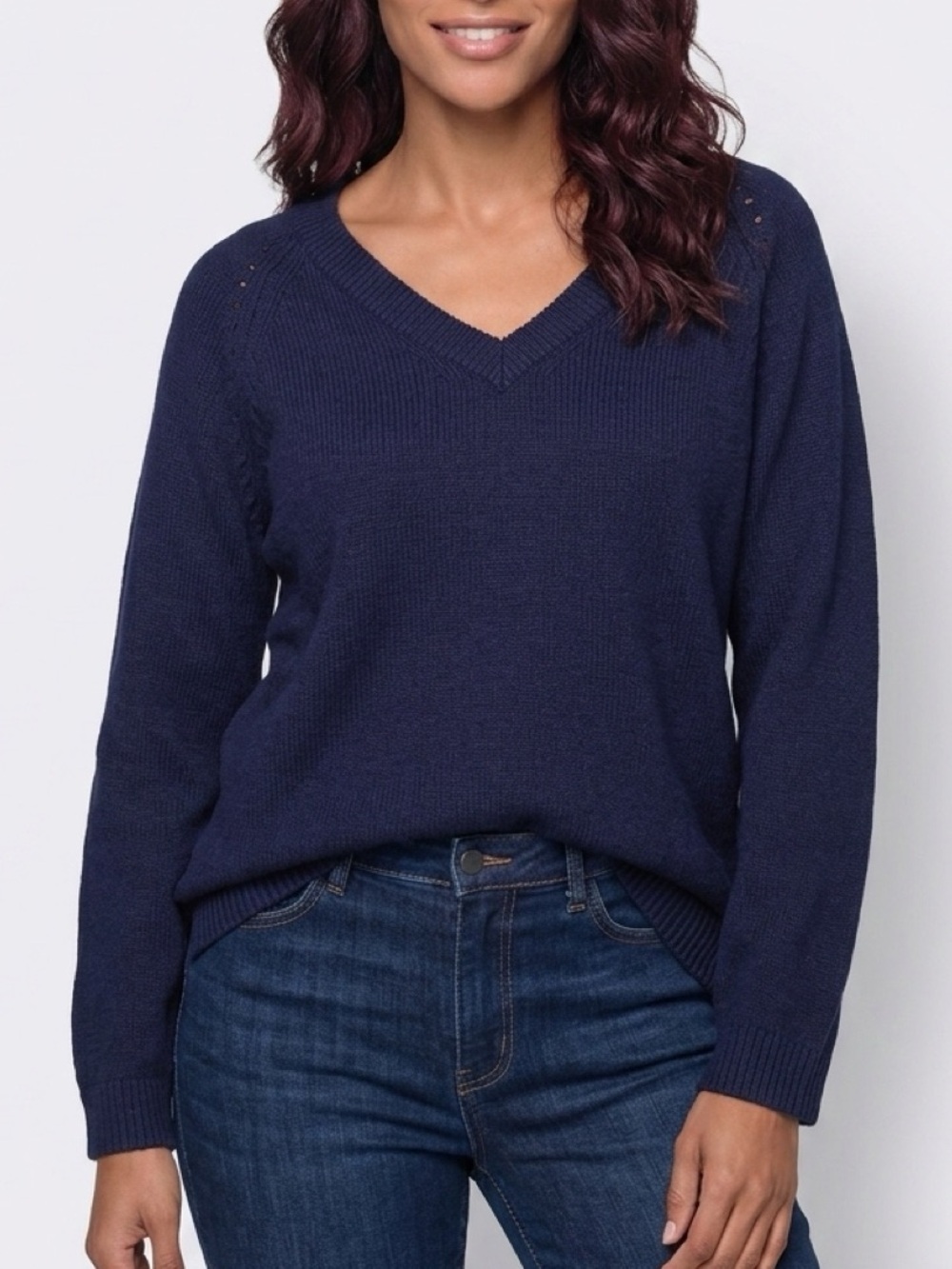 Edikted Navy Ribbed Crew Neck Sweater Size Medium